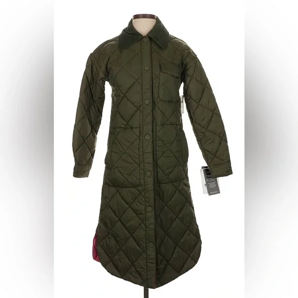 NVLT Quilted Long Green Coat - Picture 1 of 14